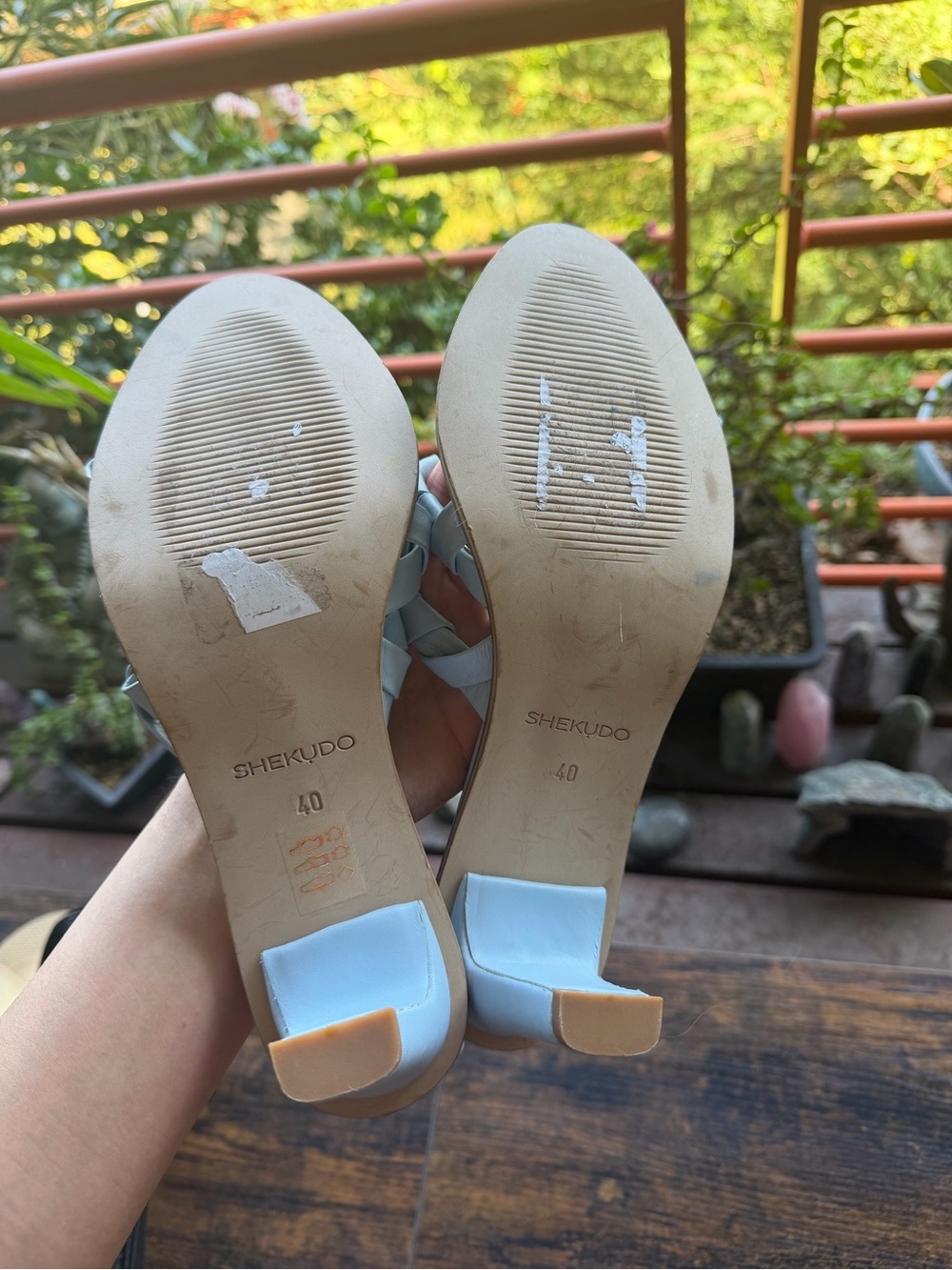 Shekudo Gordons Baby Blue Summer Bay Leather Heeled Sandals - Picture 5 of 5